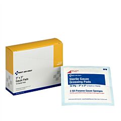 First Aid Only 3-200 3" X 3" Sterile Gauze Pads, 10/Box