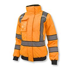 Radians Sj930-3Zow Jacket Class 3 High Visibility, Silver Reflective Tape, Black Contrast Trim, Diamond Quilted Pu Coated Polyester Shell, Fleece Lined, 6 Pockets Hi-Vis Orange