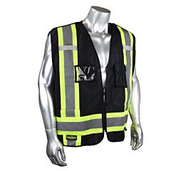 Radians Sv020X-1B Safety Vest 2 Tone Contrast Trim, 5 Pockets, 100% Polyester, Class 1 Level 2, Type O Class 1 Black