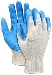 Mcr Safety 9682 Gloves, 10 Gauge Medium Weight Cotton/Poly Blue Latex Dip Palm