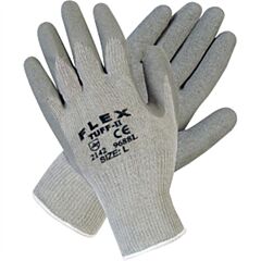 Mcr Safety 9688 Gloves, Flextuff Ii 10 Gauge Gray Cotton/Poly Shell, Gray Latex Dipped Palm & Fingertips