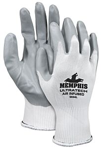 Mcr Safety 9694 Gloves, Ultratech Air Infused 15 Gauge Nylon Shell, Air Infused Nitrile Dipped Palm