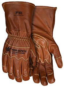Mcr Safety Mu3624G Gloves, Mustang Utility Glove, Grain Goat Driver, Fleece Lining, Waterproof, Gauntlet Cuff, Wing Thumb, Ansi Abrasion 3, Puncture 3, Heat 3, 28.6 Cal/Cm2-Cat3