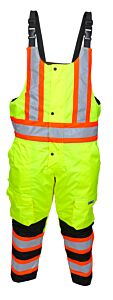 Mcr Safety Vt38Bp Insulated Rip Stop Poly/Pu, Class E Bib Pants, Easy Release Suspenders, Lime/Black Shading