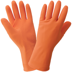 Global Glove Frogwear 180F Orange 18-Mil Flock-Lined Latex Diamond Pattern Grip Unsupported Gloves