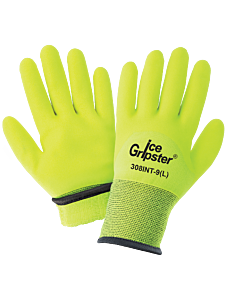 Global Glove Ice Gripster 308Int High-Visibility Insulated Gloves With Three-Quarter Coated Palm, Cut Level A2