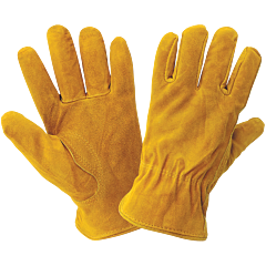 Global Glove 3200Srf Russet Color Standard-Grade Cowhide Split Leather Fleece-Lined Drivers Gloves