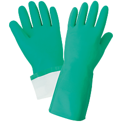 Global Glove 515F Flock-Lined 15-Mil Green Nitrile Raised Diamond Pattern Grip Unsupported Gloves