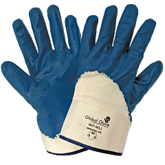 Global Glove 607 Solid Nitrile Three-Quarter Coated Two-Piece Jersey Gloves, Cut Level A2