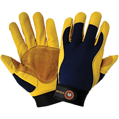 Global Glove Hot Rod Gloves Hr1008 Premium-Grade Grain Calfskin Leather Double Palm Mechanics Style Gloves With A Spandex Back - Limited Stock