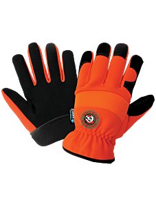 Global Glove Hot Rod Gloves Hr3222Int Hi-Vis Orange, Low Temperature, Insulated, Waterproof, Synthetic Leather Palm Performance Gloves With A Spandex Back