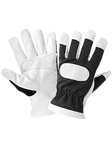 Global Glove Hot Rod Gloves Hr4008 Premium-Grade Grain Goatskin Leather Palm Mechanics Style Gloves With A Spandex Back And Double Palm