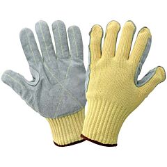 Global Glove K300Lfe String Knit Cut Resistant Leather Palm Gloves, Cut Level A3
