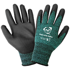 Global Glove Pug Pug-14Ts Black Polyurethane Coated Touch Screen Compatible Cut Resistant Gloves, Cut Level A1