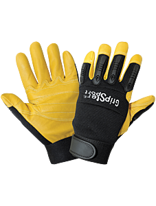 Global Glove Gripster Sg2008 Premium-Grade Grain Goatskin Leather Palm Mechanics Style Gloves With Impact Protection