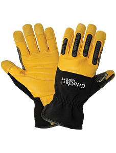 Global Glove Gripster Sg2008Sc Premium-Grade Grain Goatskin Leather Palm Mechanics Style Gloves With Tpu Impact Protection