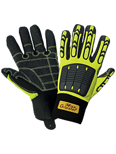 Global Glove Vise Gripster Sg9966 Hi-Vis Reinforced Abrasion Resistant Gloves With Tpu Impact Protection, Cut Level A3 - Palm Only