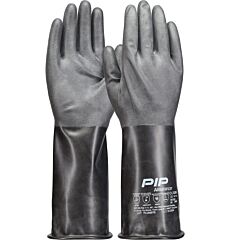 Pip But03R/7 14" Long 12 Mil Butyl Rubber Gloves With Rough Grip, Black, Size 7