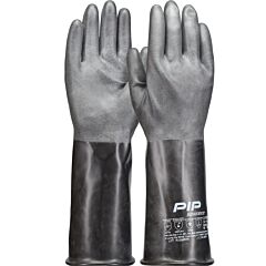 Pip But05R/10 14" Long 12 Mil Butyl Rubber Gloves With Rough Grip, Black, Size 10