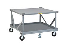 Little Giant 2Pdse406Ph2Fllr Ergonomic Adjustable Height Mobile Pallet Stand With Lower Deck, 40"W X 48"L, 3600 Lb Capacity