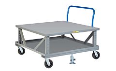 Little Giant 2Pdseh48-6Ph2Fl Ergonomic Adjustable Height Mobile Pallet Stand With Lower Deck, 48"W X 48"L, 3600 Lb Capacity