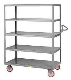 Little Giant 5Enm-2448-5Py Welded 5-Shelf Service Cart; Ergonomic Handle, 24"W X 48"L, 1200 Lb Capacity
