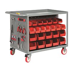 Little Giant Bc-2436-Tl-Pb Bin Cart With Pegboard Tool Storage, 24"W X 36"L