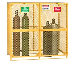 Little Giant Gsu2-72W-70H Gas Cylinder Storage Unit With Labeled Compartments, 72X38X70