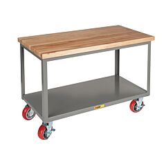 Little Giant Ipj-3060-6Pybk Heavy-Duty Butcher Block Top Mobile Table, 34"H X 30"D X 60"W, 3000 Lb Capacity