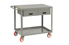Little Giant Lg-2448-Bk-2Dr Welded Service Cart W/Drawer, 24"W X 48"L, 1200 Lb Capacity