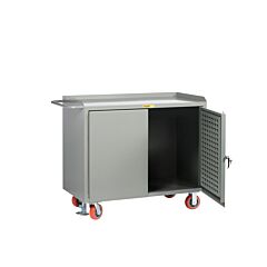 Little Giant Mb-2436-Lpd-Fl Mobile Bench Cabinets With Pegboard Or Louvered Panel Doors, 41"H X 24"D X 36"W, 3600 Lb Capacity