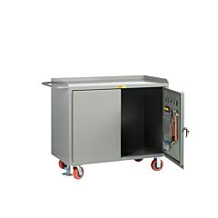 Little Giant Mb-2436-Pbd-Fl Mobile Bench Cabinets With Pegboard Or Louvered Panel Doors, 41"H X 24"D X 36"W, 3600 Lb Capacity