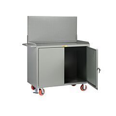 Little Giant Mb-Pbd-Fl-Pb Mobile Bench Cabinets With Pegboard Or Louvered Panel Doors, 41"H X 24"D X 48"W, 3600 Lb Capacity