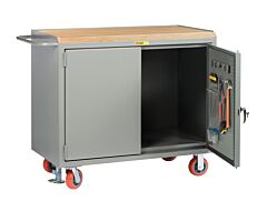 Little Giant Mj-2448-Pbd-Fl Mobile Bench Cabinets With Pegboard Or Louvered Panel Doors, 42.75"H X 24"D X 48"W, 3600 Lb Capacity