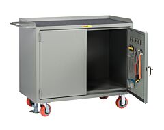 Little Giant Mm-2436-Pbd-Fl Mobile Bench Cabinets With Pegboard Or Louvered Panel Doors, 41"H X 24"D X 36"W, 3600 Lb Capacity
