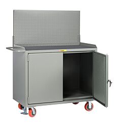 Little Giant Mm-Pbd-Fl-Pb Mobile Bench Cabinets With Pegboard Or Louvered Panel Doors, 41"H X 24"D X 48"W, 3600 Lb Capacity