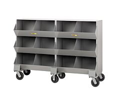 Little Giant Ms4-1564-6Ph Mobile Storage Bins; Double, 15"W X 64"L, 2400 Lb Capacity