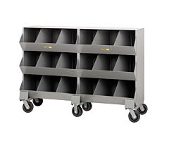 Little Giant Ms6-1564-6Ph Mobile Storage Bins; Double, 15"W X 64"L, 2400 Lb Capacity