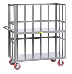Little Giant S2-3060-6Py 3-Sided Shelf Trucks; Slat-Type Sides, 30"W X 60"L, 3600 Lb Capacity