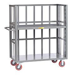 Little Giant S2-A-2448-6Py 3-Sided Adjustable Shelf Trucks; Slat-Type Sides, 24"W X 48"L, 3600 Lb Capacity