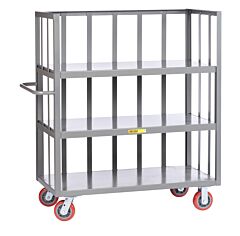 Little Giant S3-2448-6Py 3-Sided Shelf Trucks; Slat-Type Sides, 24"W X 48"L, 3600 Lb Capacity