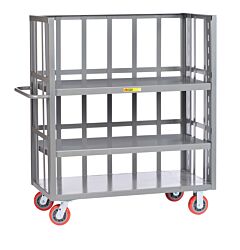 Little Giant S3-A-3060-6Py 3-Sided Adjustable Shelf Trucks; Slat-Type Sides, 30"W X 60"L, 3600 Lb Capacity