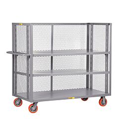Little Giant T3-A-2460-6Py 3-Sided Adjustable Shelf Trucks; Mesh Sides, 24"W X 60"L, 3600 Lb Capacity
