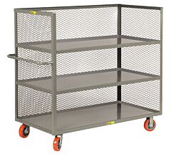 Little Giant T3L-3060-6Py 3-Sided Shelf Trucks; Mesh Sides, 30"W X 60"L, 3600 Lb Capacity