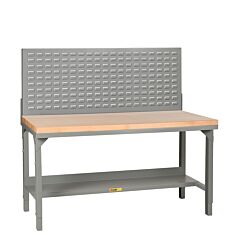 Little Giant Wsj2-3072-Ah-Lp Welded Steel Workbenches With Butcher Block Tops, 28.75" To 42.75"H X 30"D X 72"W, 3000 Lb Capacity