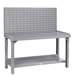 Little Giant Wsl2-2448-Ah-Lp Welded Steel Workbenches With Back And End Stops, 27" To 41"H X 24"D X 48"W, 5000 Lb Capacity