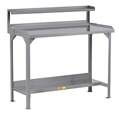 Little Giant Wsl2-2448-Ah-Rs Welded Steel Workbench With Back And End Stops And Riser Shelf, 24" To 41"H X 24"D X 48"W, 5000 Lb Capacity
