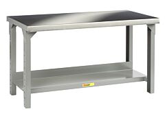 Little Giant Wss2-3060-Ah Stainless Steel Top Welded Workbenches, 27" To 41"H X 30"D X 60"W, 4500 Lb Capacity