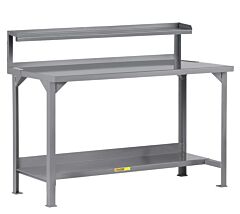 Little Giant Wst2-3060-Ah-Rs Adjustable Height Welded Steel Workbench With Riser Shelf, 24" To 41"H X 30"D X 60"W, 4500 Lb Capacity