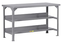 Little Giant Wst3-3072-36 Welded Workbench With Double Lower Shelf Storage, 36"H X 30"D X 72"W, 4000 Lb Capacity